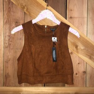 Express Faux Suede Crop Top